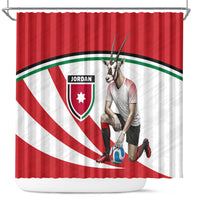 Jordan Football Oryx Mascot Shower Curtain Patriotic Diagonal Stripe Athletic Graphic