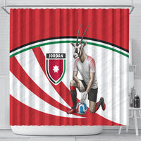 Jordan Football Oryx Mascot Shower Curtain Patriotic Diagonal Stripe Athletic Graphic
