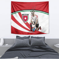 Jordan Football Oryx Mascot Tapestry Patriotic Diagonal Stripe Athletic Graphic