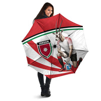 Jordan Football Oryx Mascot Umbrella Patriotic Diagonal Stripe Athletic Graphic