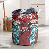 Portugal Football Laundry Basket Selecao das Quinas Rooster Mascot Ornate Marble Swirl