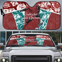 Portugal Football Auto Sun Shade Selecao das Quinas Rooster Mascot Ornate Marble Swirl