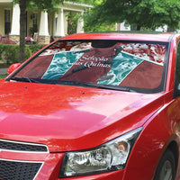 Portugal Football Auto Sun Shade Selecao das Quinas Rooster Mascot Ornate Marble Swirl