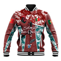 Personalized Portugal Football Baseball Jacket Selecao das Quinas Rooster Mascot Ornate Marble Swirl