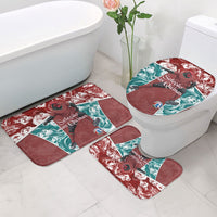 Portugal Football Bathroom Set Selecao das Quinas Rooster Mascot Ornate Marble Swirl