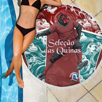 Portugal Football Beach Blanket Selecao das Quinas Rooster Mascot Ornate Marble Swirl