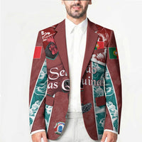 Personalized Portugal Football Blazer Selecao das Quinas Rooster Mascot Ornate Marble Swirl