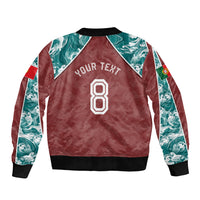 Personalized Portugal Football Bomber Jacket Selecao das Quinas Rooster Mascot Ornate Marble Swirl