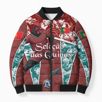 Personalized Portugal Football Bomber Puffer Jacket Selecao das Quinas Rooster Mascot Ornate Marble Swirl