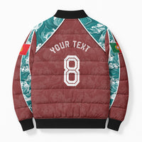 Personalized Portugal Football Bomber Puffer Jacket Selecao das Quinas Rooster Mascot Ornate Marble Swirl