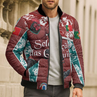 Personalized Portugal Football Bomber Puffer Jacket Selecao das Quinas Rooster Mascot Ornate Marble Swirl