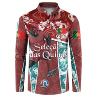 Personalized Portugal Football Button Sweatshirt Selecao das Quinas Rooster Mascot Ornate Marble Swirl