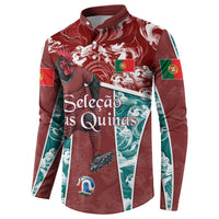 Personalized Portugal Football Button Sweatshirt Selecao das Quinas Rooster Mascot Ornate Marble Swirl