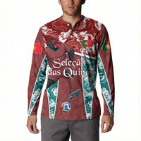 Personalized Portugal Football Button Sweatshirt Selecao das Quinas Rooster Mascot Ornate Marble Swirl