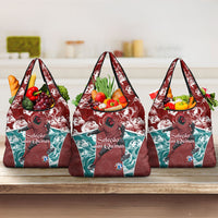 Portugal Football Grocery Bag Selecao das Quinas Rooster Mascot Ornate Marble Swirl