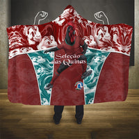 Portugal Football Hooded Blanket Selecao das Quinas Rooster Mascot Ornate Marble Swirl