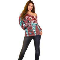Personalized Portugal Football Off Shoulder Sweater Selecao das Quinas Rooster Mascot Ornate Marble Swirl