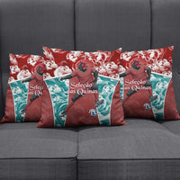 Portugal Football Pillow Cover Selecao das Quinas Rooster Mascot Ornate Marble Swirl