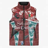 Personalized Portugal Football Sleeveless Puffer Jacket Selecao das Quinas Rooster Mascot Ornate Marble Swirl