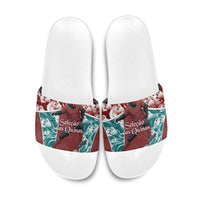 Portugal Football Slide Sandals Selecao das Quinas Rooster Mascot Ornate Marble Swirl