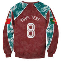 Personalized Portugal Football Sweatshirt Selecao das Quinas Rooster Mascot Ornate Marble Swirl