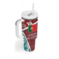 Portugal Football Tumbler With Handle Selecao das Quinas Rooster Mascot Ornate Marble Swirl