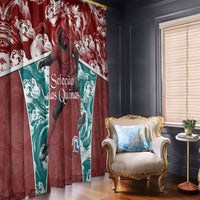 Portugal Football Window Curtain Selecao das Quinas Rooster Mascot Ornate Marble Swirl