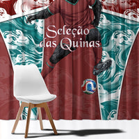 Portugal Football Window Curtain Selecao das Quinas Rooster Mascot Ornate Marble Swirl