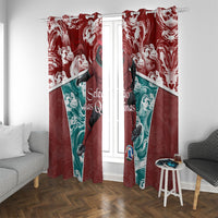 Portugal Football Window Curtain Selecao das Quinas Rooster Mascot Ornate Marble Swirl