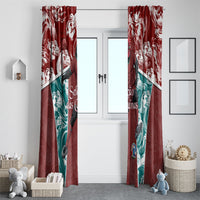 Portugal Football Window Curtain Selecao das Quinas Rooster Mascot Ornate Marble Swirl
