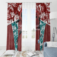 Portugal Football Window Curtain Selecao das Quinas Rooster Mascot Ornate Marble Swirl