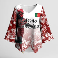 Personalized Portugal Football Selecao das Quinas Kimono Sleeve Blouse Rooster Mascot Patriotic Ornate