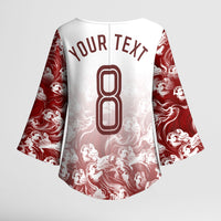 Personalized Portugal Football Selecao das Quinas Kimono Sleeve Blouse Rooster Mascot Patriotic Ornate