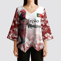 Personalized Portugal Football Selecao das Quinas Kimono Sleeve Blouse Rooster Mascot Patriotic Ornate