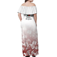 Portugal Football Selecao das Quinas Off Shoulder Maxi Dress Rooster Mascot Patriotic Ornate