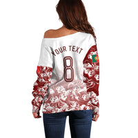 Personalized Portugal Football Selecao das Quinas Off Shoulder Sweater Rooster Mascot Patriotic Ornate
