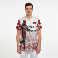 Personalized Portugal Football Selecao das Quinas Scrub Top Rooster Mascot Patriotic Ornate