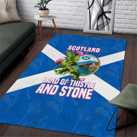 Scotland Area Rug with Blue Saltire Flag with Thistle Flowers Highland Landscape and Land of Thistle and Stone - Wonder Print Shop