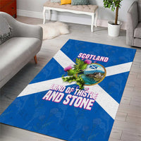 Scotland Area Rug with Blue Saltire Flag with Thistle Flowers Highland Landscape and Land of Thistle and Stone - Wonder Print Shop