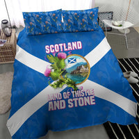 Scotland Bedding Set with Blue Saltire Flag with Thistle Flowers Highland Landscape and Land of Thistle and Stone - Wonder Print Shop