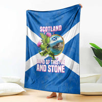 Scotland Blanket with Blue Saltire Flag with Thistle Flowers Highland Landscape and Land of Thistle and Stone - Wonder Print Shop
