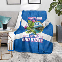 Scotland Blanket with Blue Saltire Flag with Thistle Flowers Highland Landscape and Land of Thistle and Stone - Wonder Print Shop