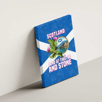 Scotland Canvas Wall Art with Blue Saltire Flag with Thistle Flowers Highland Landscape and Land of Thistle and Stone - Wonder Print Shop
