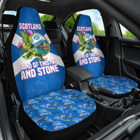 Scotland Car Seat Cover with Blue Saltire Flag with Thistle Flowers Highland Landscape and Land of Thistle and Stone - Wonder Print Shop