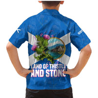 Scotland Family Matching Mermaid Dress and Hawaiian Shirt with Blue Saltire Flag with Thistle Flowers Highland Landscape and Land of Thistle and Stone - Wonder Print Shop