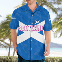 Scotland Hawaiian Shirt with Blue Saltire Flag with Thistle Flowers Highland Landscape and Land of Thistle and Stone - Wonder Print Shop