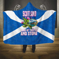 Scotland Hooded Blanket with Blue Saltire Flag with Thistle Flowers Highland Landscape and Land of Thistle and Stone - Wonder Print Shop