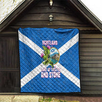 Scotland Quilt with Blue Saltire Flag with Thistle Flowers Highland Landscape and Land of Thistle and Stone - Wonder Print Shop