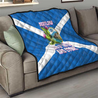 Scotland Quilt with Blue Saltire Flag with Thistle Flowers Highland Landscape and Land of Thistle and Stone - Wonder Print Shop