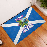 Scotland Rubber Doormat with Blue Saltire Flag with Thistle Flowers Highland Landscape and Land of Thistle and Stone - Wonder Print Shop